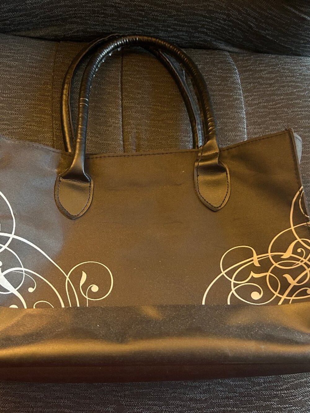 Black Faux Leather Contemporary Purse Tote